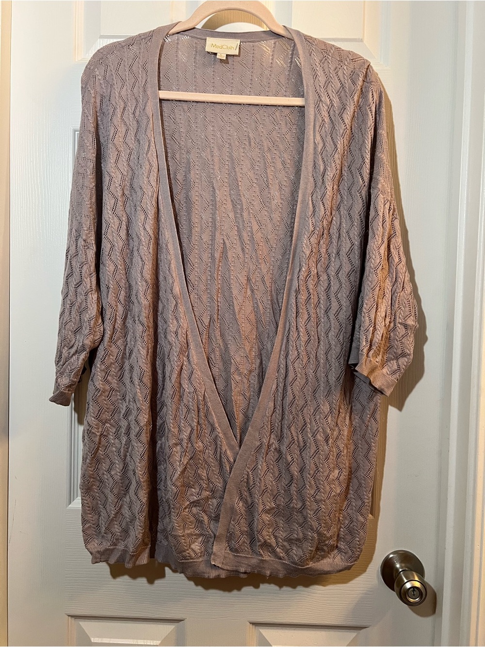 🦋 ModCloth  Open-Front Pointelle Cardigan in gray size large